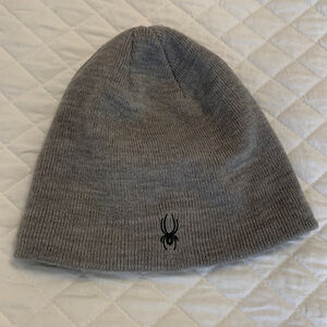 SPYDER wool blend toque beanie hat black fleece interior grey OS